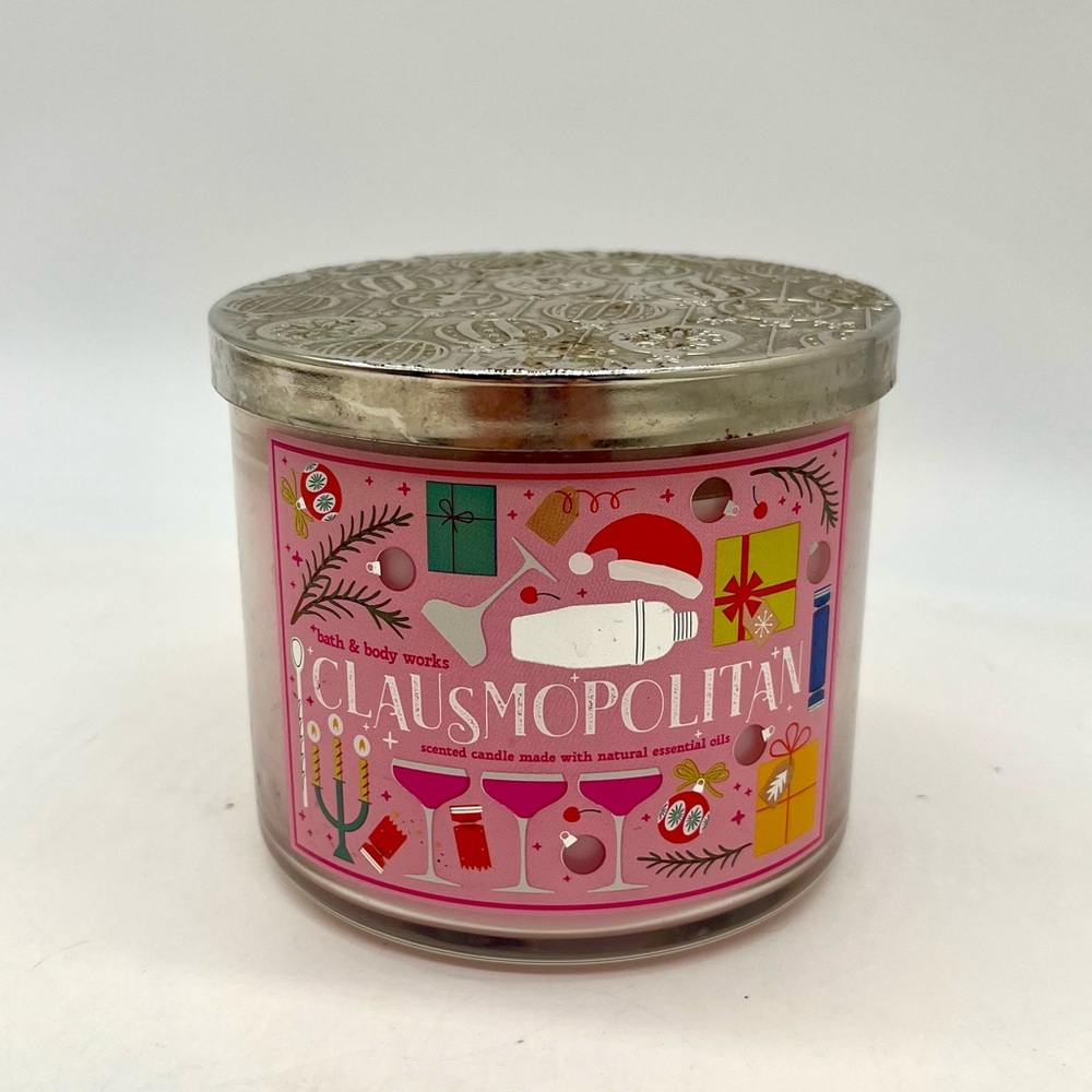 Bath & Body Works Clausmopolitan Scented Candle 14.5 oz  3-Wick Fruit Cherry